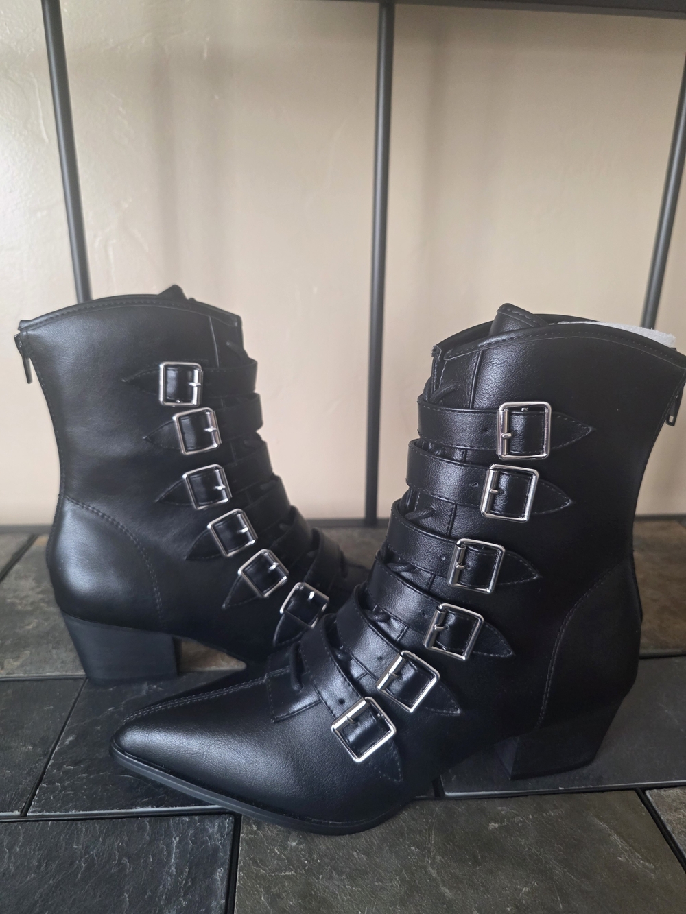 Black Buckle Strap Women’s Ankle Boots